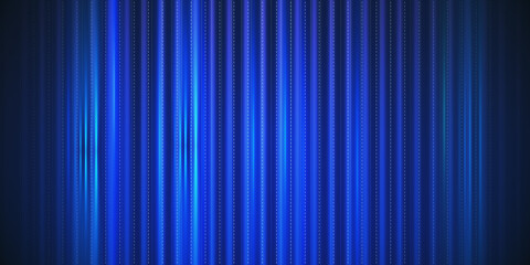 Creative wide blue tech lines wallpaper. Design and technology concept. 3D Rendering.