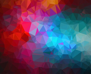 Multicolor polygonal illustration, which consists of triangles. Geometric background in Origami style with a gradient. Triangular design for your business. Rainbow, spectrum image.