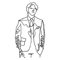 Portrait man line art.