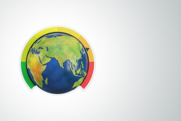 Creative globe earth with climate scale on white background with mock up place. Global warming concept. 3D Rendering.
