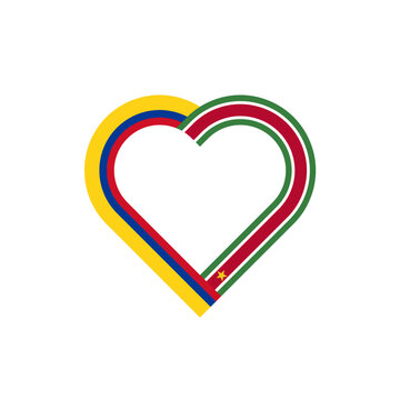 recommend clip art: friendship concept. heart ribbon icon of colombia and suriname flags. vector illustration isolated on white background