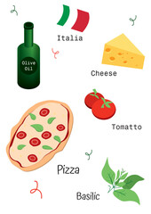 pizza and ingredients