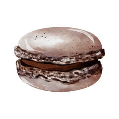 Watercolor macaroons isolated on white background. Hand drawn watercolor illustration