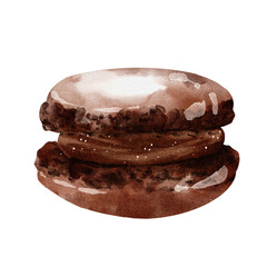 Watercolor macaroons isolated on white background. Hand drawn watercolor illustration