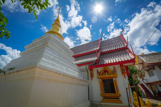 The white pagoda at Wat Sri Panthon. Wat Sri Panthon is a very old temple and is famous in Nan, Thailand.