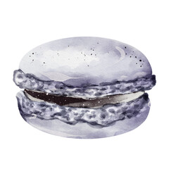 Watercolor macaroons isolated on white background. Hand drawn watercolor illustration