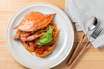 ワタリガニのトマトパスタ