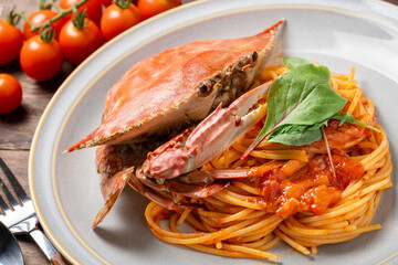 ワタリガニのトマトパスタ