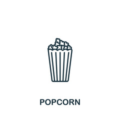 Popcorn icon. Monochrome simple line Fastfood icon for templates, web design and infographics