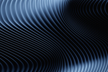 Abstract  gradient and geometric stripes pattern. Linear blue  pattern, 3D illustration.