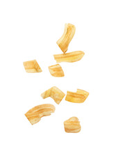 Falling banana chips cutout, Png file.
