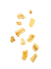 Falling banana chips cutout, Png file.