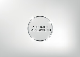 Transparent round vector glass shape. Abstract geometric crystal clear glass design element template with transparency.