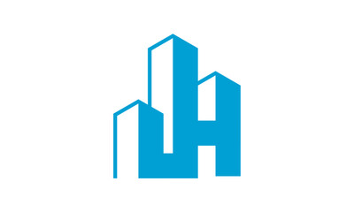 initial letter JH building monogram icon logo vector design template concept