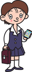 スマホを持った制服の女の子
