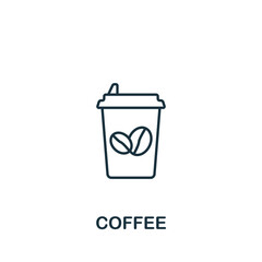 Coffee icon. Monochrome simple line Fastfood icon for templates, web design and infographics