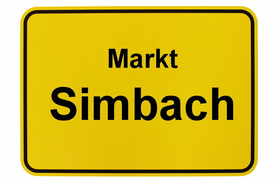 Illustration eines Ortsschildes von Simbach in Bayern