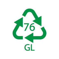 Crystal Glass recycling code 76 GL. Vector illustration