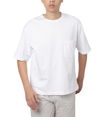 Young man in oversize T shirt mockup cutout, Png file.