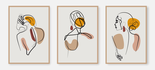Woman Body Abstract Line Drawing Prints Set for Wall Decor. Abstract Female Figure Minimalist Illustration Set. Line Art Drawing of Woman Body. Female Modern Trendy Contour Drawing. Vector EPS 10.  © Наталья Дьячкова