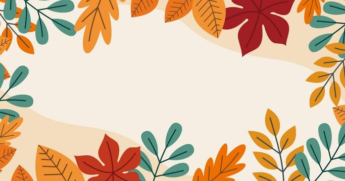 animated background of light colorful leaves with stalks and plants circling around the screen