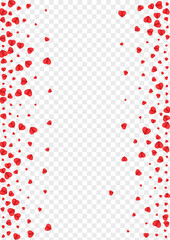 Pink Heart Background Transparent Vector. Folded Illustration Confetti. Tender Isolated Backdrop. Violet Confetti Blank Pattern. Fond Cute Texture.