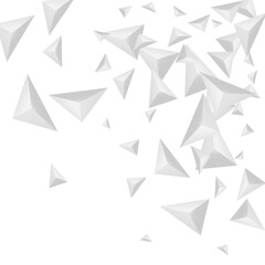 Silver Triangle Background White Vector. Polygon Beauty Template. Greyscale Gradient Banner. Triangular Render. Gray Origami Tile.