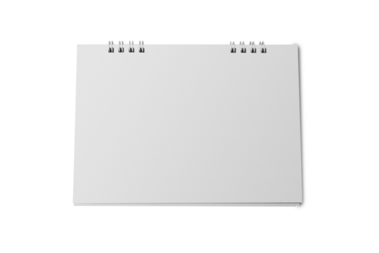 Blank desktop spiral calendar mockup cutout, Png file.