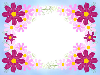 Obraz premium コスモスの青いフレーム