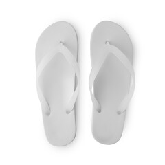 White flip flop sandals mockup cutout, Png file.
