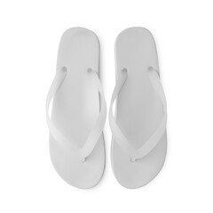 White flip flop sandals mockup cutout, Png file.