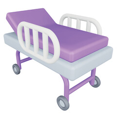 Hospital bed 3D rendering isometric icon.