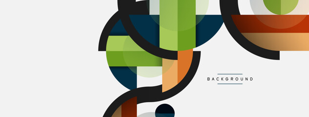 Obraz premium Round geometric shapes lines and circles. Vector template for wallpaper banner background or landing page
