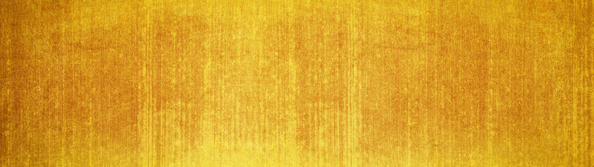 Fototapeta premium Abstract yellow golden colored rustic concrete wall texture background banner panorama with vertical broomstick lines