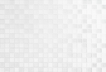 White tile wall chequered background bathroom floor texture. Ceramic wall and floor tiles mosaic...