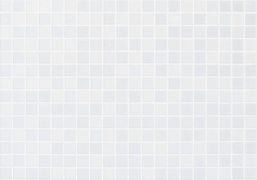 White tile wall chequered background bathroom floor texture. Ceramic wall and floor tiles mosaic background in bathroom.