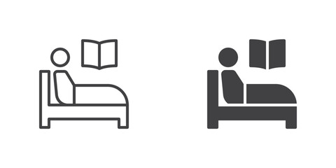 Reading book in bed icon