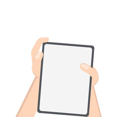 Hand Holding Tablet Portrait Using Two Hand  