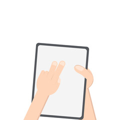 Hand Holding Tablet Portrait Using Lefthanded Double Tap 