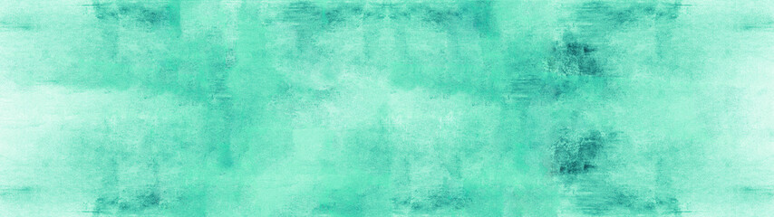 Abstract green turquoise pastel watercolor painted spotted paper texture background banner panorama