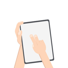 Hand Holding Tablet Portrait Using Right Handed Double Tap 