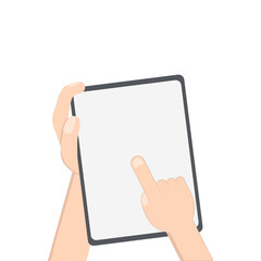 Hand Holding Tablet Portrait Using Right Handed One Single Tap 