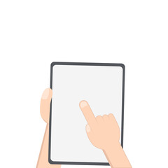 Hand Holding Tablet Portrait Using Right Handed One Single Tap 