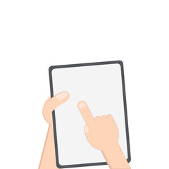 Hand Holding Tablet Portrait Using Right Handed One Single Tap 