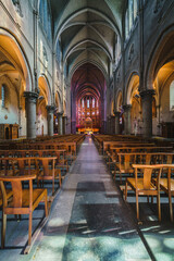 Obraz premium Indoors view of the Saint Martin Church in the old city of Pau, France