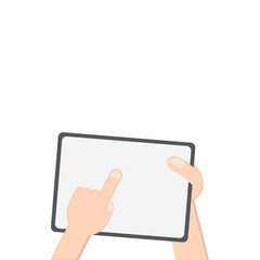 Hand Holding Tablet Landscape Using Left Handed One Single Tap 