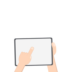Hand Holding Tablet Landscape Using Left Handed One Single Tap 