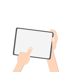 Hand Holding Tablet Landscape Using Left Handed One Single Tap 