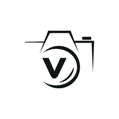 Photographer Concept Logo, V Letter Logo Design Inside the Camera