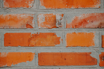 Old red brick wall close up texture 